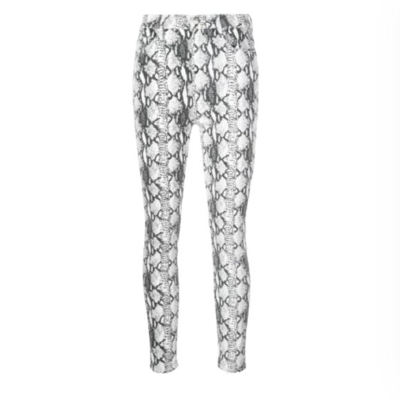 Frame Ali High Rise Skinny Cigarette Jeans Womens 27 Black Cream Python - Picture 3 of 12